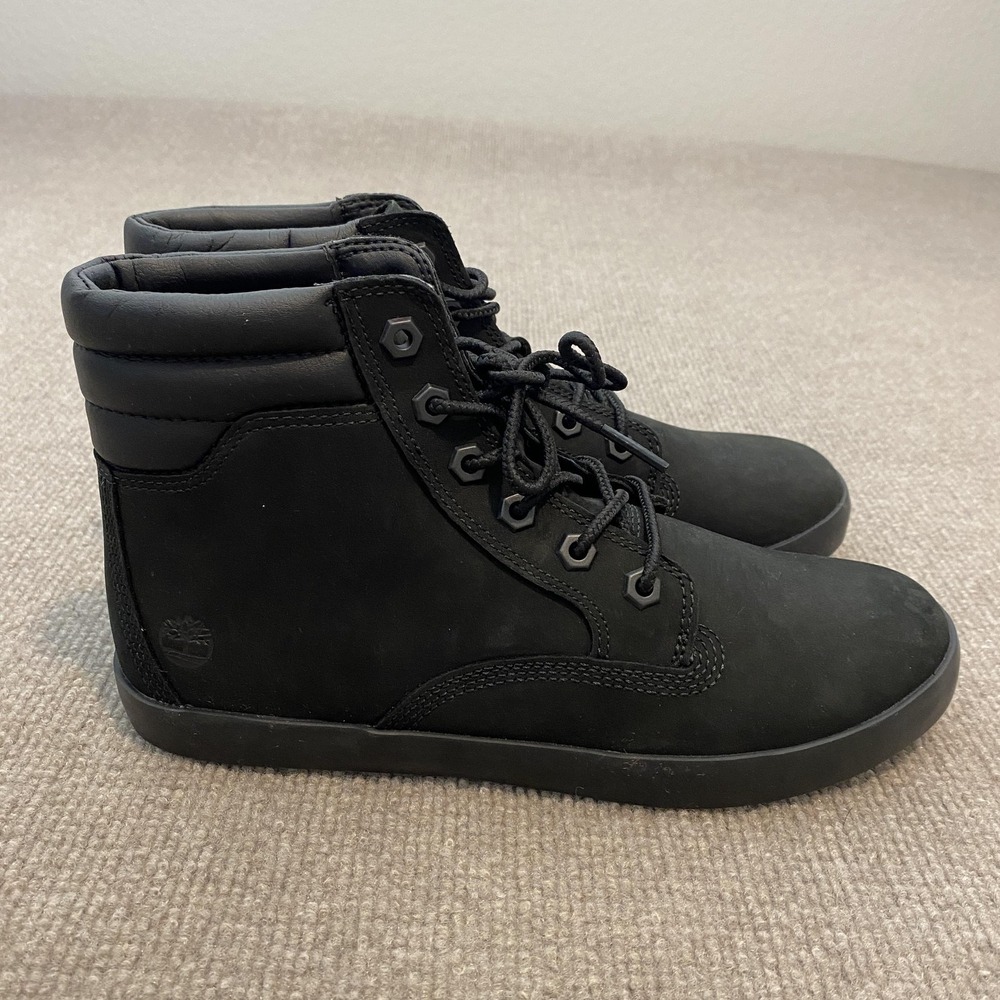 Timberland Boots Womens Size 8 Black Nubuck Ankle Combat Lace Up Casual‎ A1KLO